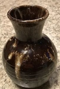 Pinecroft Canada Brown Drip Glaze Ribbed Vase